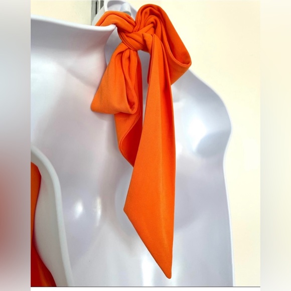 ORANGE CROSS OVER RUSHED MINI DRESS - Picture 4 of 7